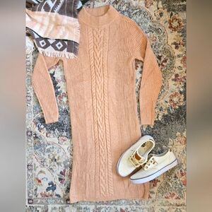 Lands End. Knit sweater dress. Beige. Size 6-8 small.